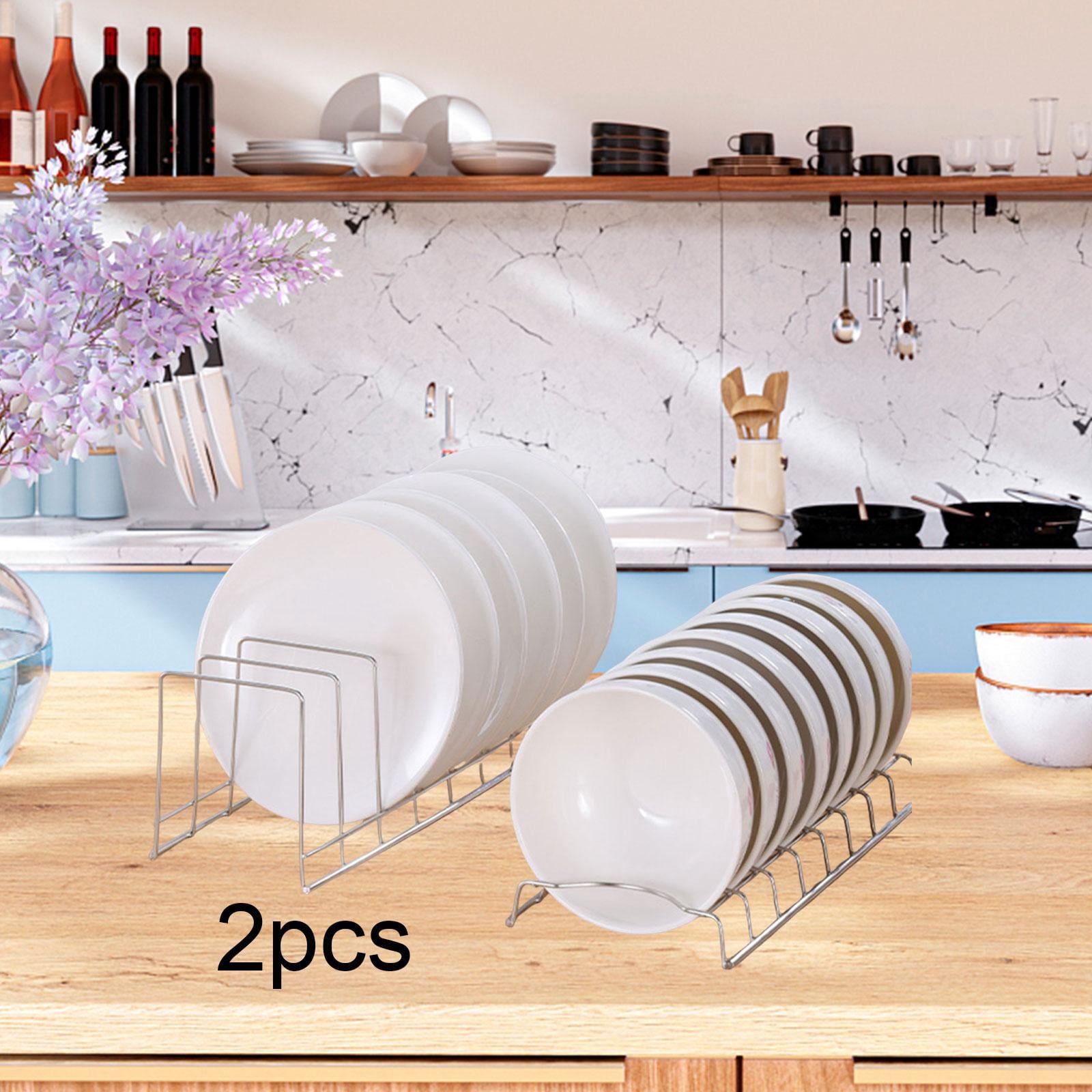 CoudarTitie 2 Bowl Drying Rack 2 Dish Holder Drain Basket for Home Restaurant Countertop Silver