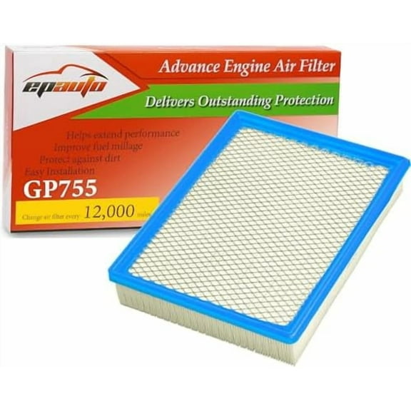 GP755 (CA8755A) Engine Air Filter, Replacement for Chevy Silverado, Suburban, Tahoe, Avalanche, GMC Sierra, Yukon, Cadillac Escalade – Fits V8 5.3L/6.0L/6.2L Engines (1999–2020)