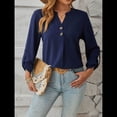 thumbnail image 4 of Camisas Holgadas de Larga Tipo Farol para Mujer, Blusas con Puños Fruncidos para el Trabajo, Blusas de Otoño. Azul Real XXL, 4 of 10