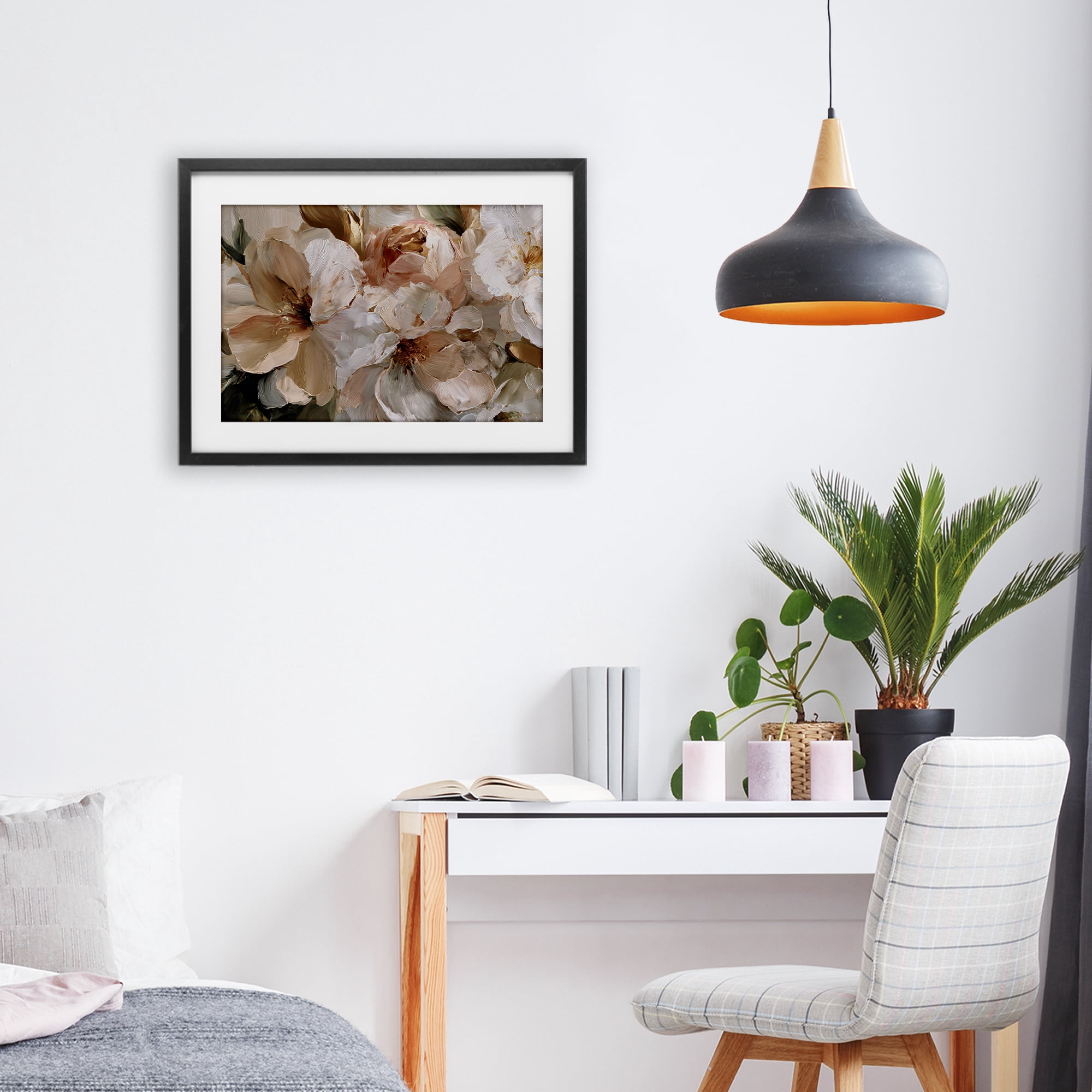 Stupell Industries Pink Brushstroke Petals Black Framed Print Under Glass, design by Jacky Ngan