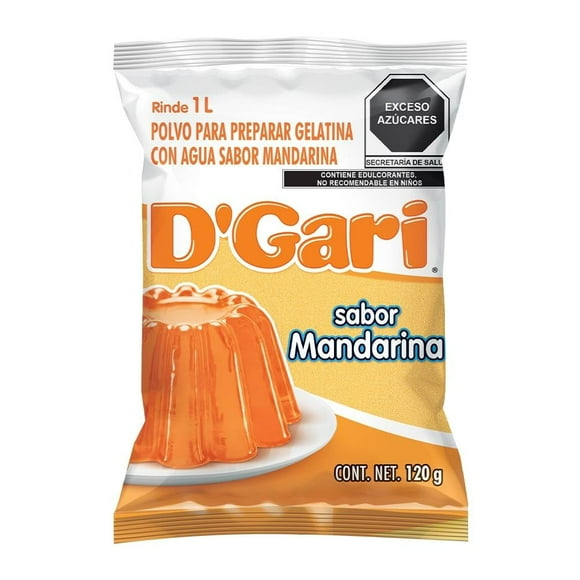 Polvo para preparar gelatina D' Gari de agua sabor mandarina 120 g