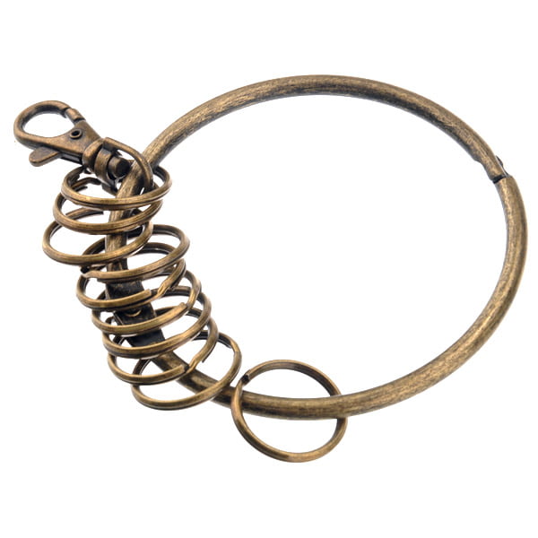 Hemoton Retro Large Circular Shaped Metal Keychain Key Holder Key Ring with  10 Rings (Bronze)
