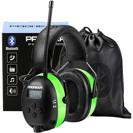 033 Upgraded 5.3 Bluetooth Hearing Protection AM FM Radio Headphones, Noise Reduction Safety Earmuffs with Rechargeable 2000 mAH Battery, Ear Protector for Mowing Lawn, Gifts for Father