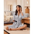 thumbnail image 3 of EKOUAER Robes for Women Knee Length Bathrobe Lightweight Kimono Robe 3/4 Sleeve Loungewear Soft Sleepwear with Pockets, 3 of 6