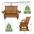 thumbnail image 2 of Fortune Candy Wooden Patio Glider, with Cup Holders, High Back and Deep Contoured Seat, Solid Fir Wood, Heavy Duty 800 lbs (Teak Tone, 2-Seater), 2 of 6