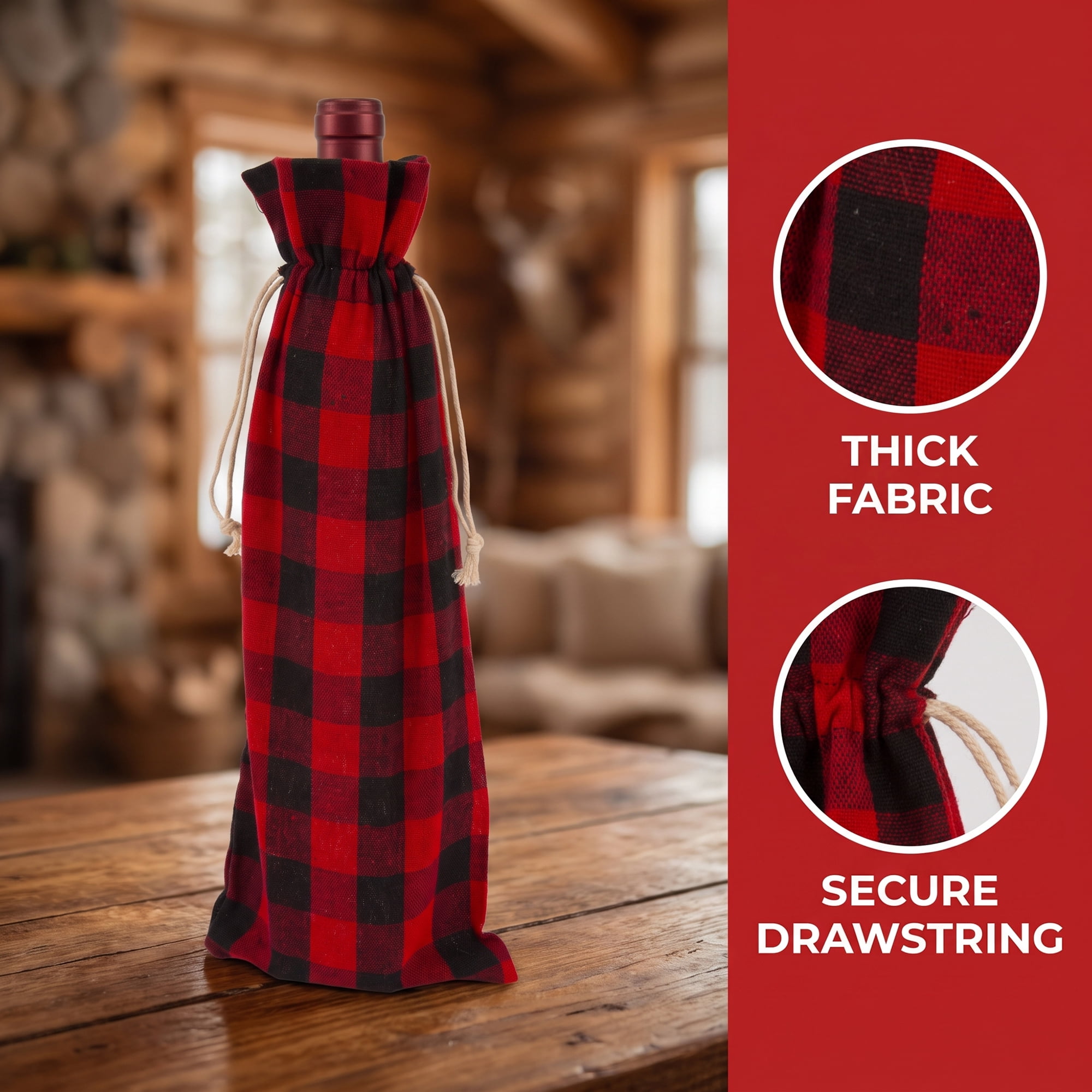 Unique Bargains Elegant Drawstring Wine Bottle Gift Bags with Handles Red 5.9" x 13.8"