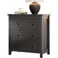 thumbnail image 7 of Dresser for Bedroom with 3 Drawers, 27.55" Wide Small Chests of Drawers, Farmhouse Wood Nightstand Bedside Cabinet End Table, Modern Closet Storage Organizer for Living Room, Entryway, Hallway, Black, 7 of 7