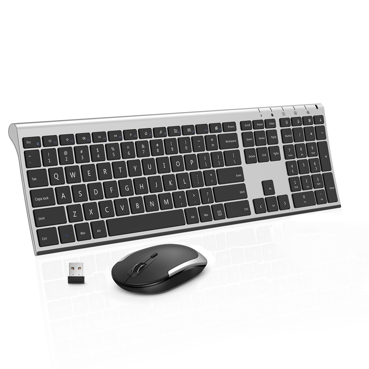 2.4G Ultra Slim Wireless Keyboard Mouse Combo Silent with 12 Function
