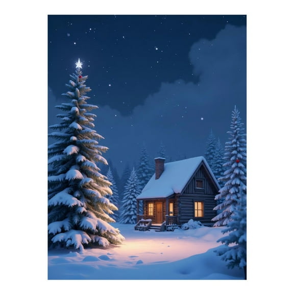 Diamond Art Kits for Adults, Winter Night Cabin Snow Pines 5D Diamond Painting Kits for Adults Beginners, DIY Full Drill Diamond Painting, Gem Art and Crafts 12x16
