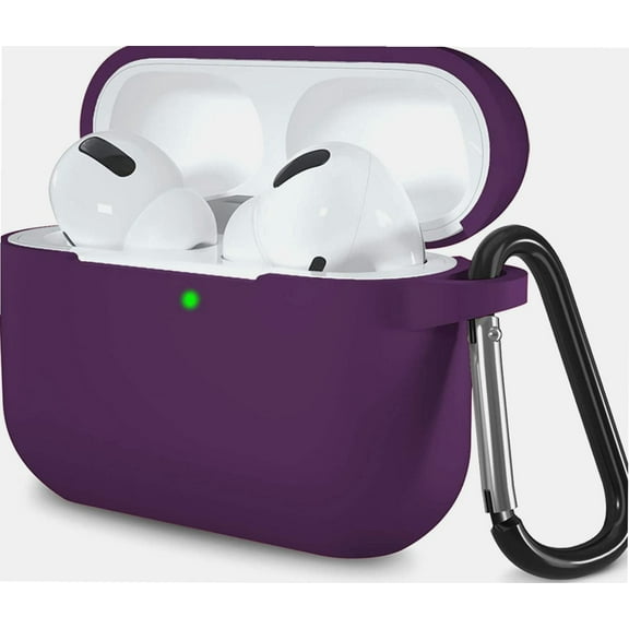AirPods Pro Case Cover,Shockproof Washable Silicone Protective Case for Airpod Pro 3 Supports Wireless Charging with Carabiner Purple