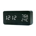 thumbnail image 1 of Reloj despertador inteligente con control de voz, reloj de madera con luz LED silenciosa, reloj de madera, regalo artesanal, carga USB, 1 of 5