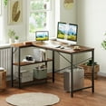 thumbnail image 4 of 47.2" Computer Desk, Reversible L Shaped Gaming Desk, Small Corner Desk for Bedroom, Office Desk with Storage Shelves, Study Table in Brown, 4 of 6
