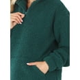thumbnail image 4 of Women's Soft Cotton Candy Fleece Quarter Zip-Up Sherpa Hoodie Sweatshirt Top with Kangaroo Pocket, 4 of 5