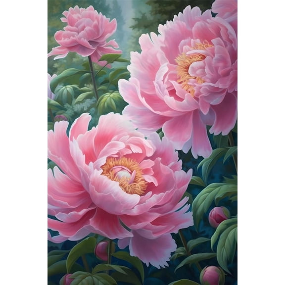 Blooming Peonies - Modern Home Decor Aesthetic Art Poster - Flower Theme Decorative Wall Art - Suitable for Bedroom Decor Office Decoration Frameless 8x10inch