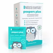Natural Essentials Peepers Plus Advanced Eyelid and Eyelash Cleansing Wipes, 30ct with Hyaluronic Acid, Chamomile & Tea Tree