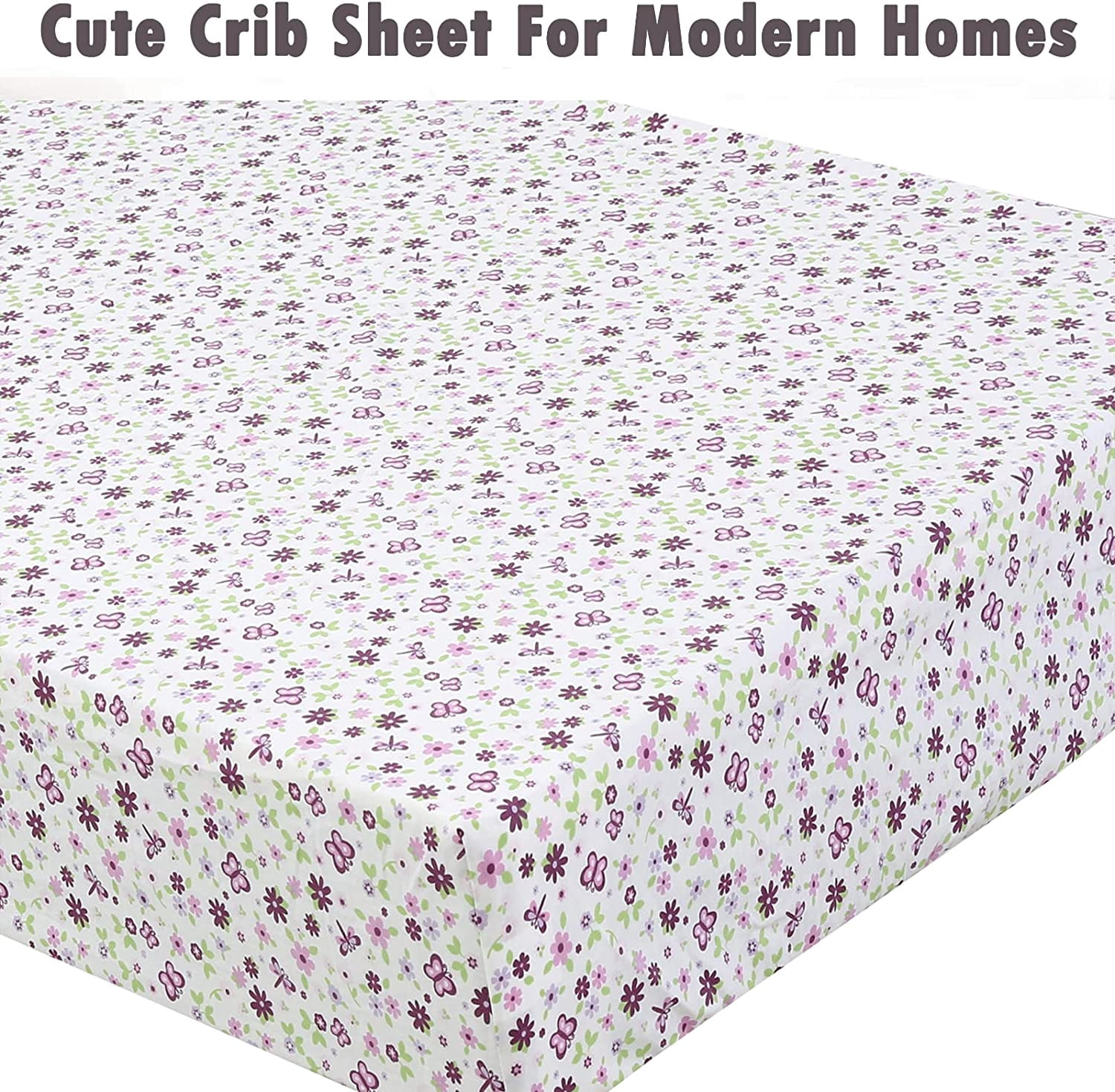 Danica 100% Cotton Fitted Baby Crib Sheet 3 Pack for baby Boys Girls |Standard Crib And Toddler Mattress Sheets | 28x52 Inch (3PK, Butterfly Blossoms)