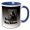 Blue/White, variant on 3drose, Spooky Studies Happy Halloween Black Cat Studying Halloween Spells, 15oz Two-tone Blue Mug