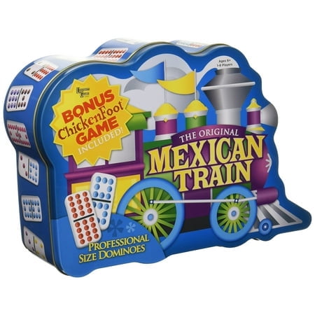 Puremco Mexican Train Double 12 Professional Size Dominoes With Bonus Chickenfoot Game Included Travel Tin Board Game 91 Tiles Challenging Fun Game For Ages 6 Years & Up