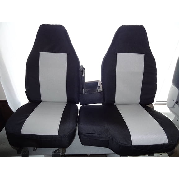 F159 1991-1997 Ford Ranger and Explorer High Back 60/40 Split Bench with Opening Console in Black and Gray Twill
