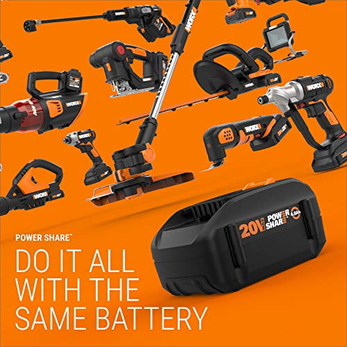 WORX Hydroshot 20V Power Share 4.0Ah 320 PSI Cordless Portable Power Cleaner w Cleaning Accessories WG620.1 Battery Charger Included Walmart