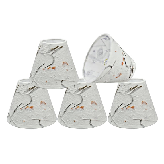 Aspen Creative 32115-5 Small Hardback Empire Shape Chandelier Clip-On Lamp Shade Set (5 Pack), Transitional Design in Off White, 6" bottom width (3" x 6" x 5")