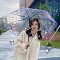 thumbnail image 5 of Hello Kitty Sanrio Cinnamoroll Kawaii Kuromi Anime Figure, paraguas plegable automático, transparente, grueso, viento, lluvia, engranaje, 5 of 5