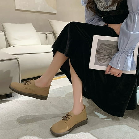 

Xysaqa Shoes for Women Women s Loafer Flat Round Head Small Leather Frenum Shoes Flat Heel Collision Ladies Single Shoes Water Proof White Shoes for Women Savings!