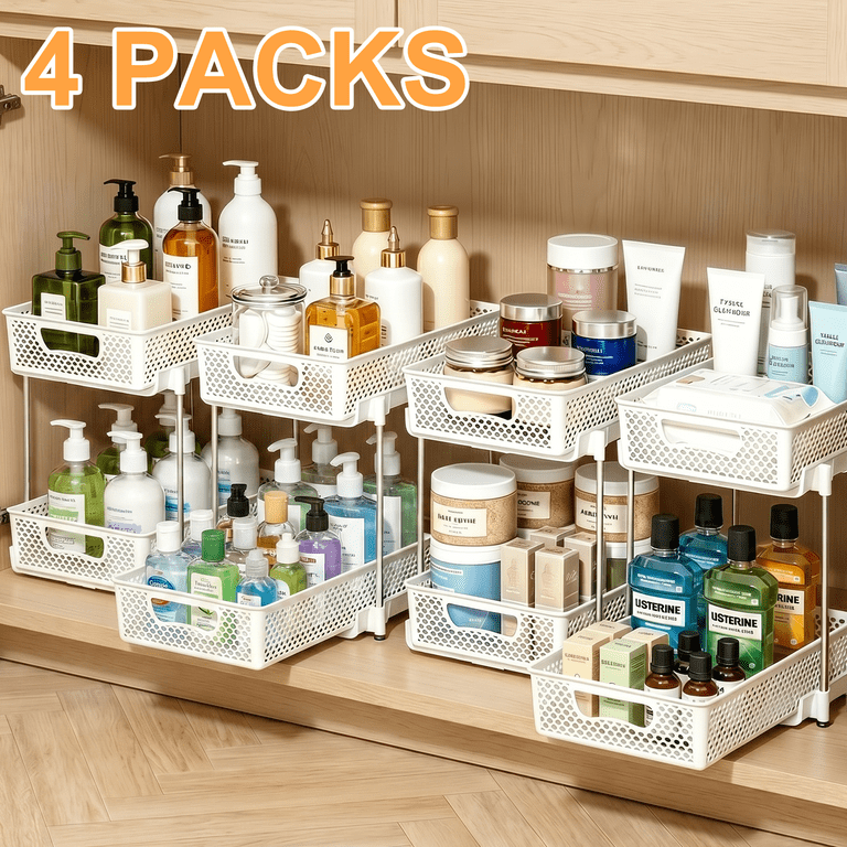 TAIMASI 4-Pack Pull Out Bathroom Organizers, 2-Tier photo 8
