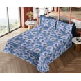 thumbnail image 4 of Ambesonne Cornflower Fitted & Flat Sheet with Shams 4 Pcs Set, Modern Scene Blooms Art, Full, Lavender Blue Pale Mauve, 4 of 5