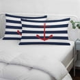 thumbnail image 4 of Navy Blue Striped King Size Pillow Cover,Pillowcase Protectors with Zipper,Breathable Decorative Throw Pillow Case Cover,Red Beach Nautical Anchor Ocean Coastal Pillow Shams for Couch Sofa 20x36Inch, 4 of 8