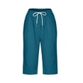 thumbnail image 7 of Ruimatai Womens Capri Cropped Pants Drawstring Elastic Waist Pocket Button Detail Plus Size Casual Vacation Trousers, 7 of 7