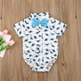 thumbnail image 5 of Douhoow Baby Boy Gentleman Jumpsuit Summer Short Sleeve Bowknot Dinosaur Bodysuit, 5 of 9
