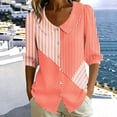 thumbnail image 4 of GERsome Womens Button Down Shirts Crew Neck 3/4 Sleeve Casual Collared Blouses Tops,Orange,Size M, 4 of 6