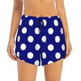thumbnail image 3 of Uemuo Navy And White Polka Dot Pattern Women's Athletic Shorts High Waisted Running Shorts with Liner Pockets Gym Elastic Workout Shorts-Medium, 3 of 9