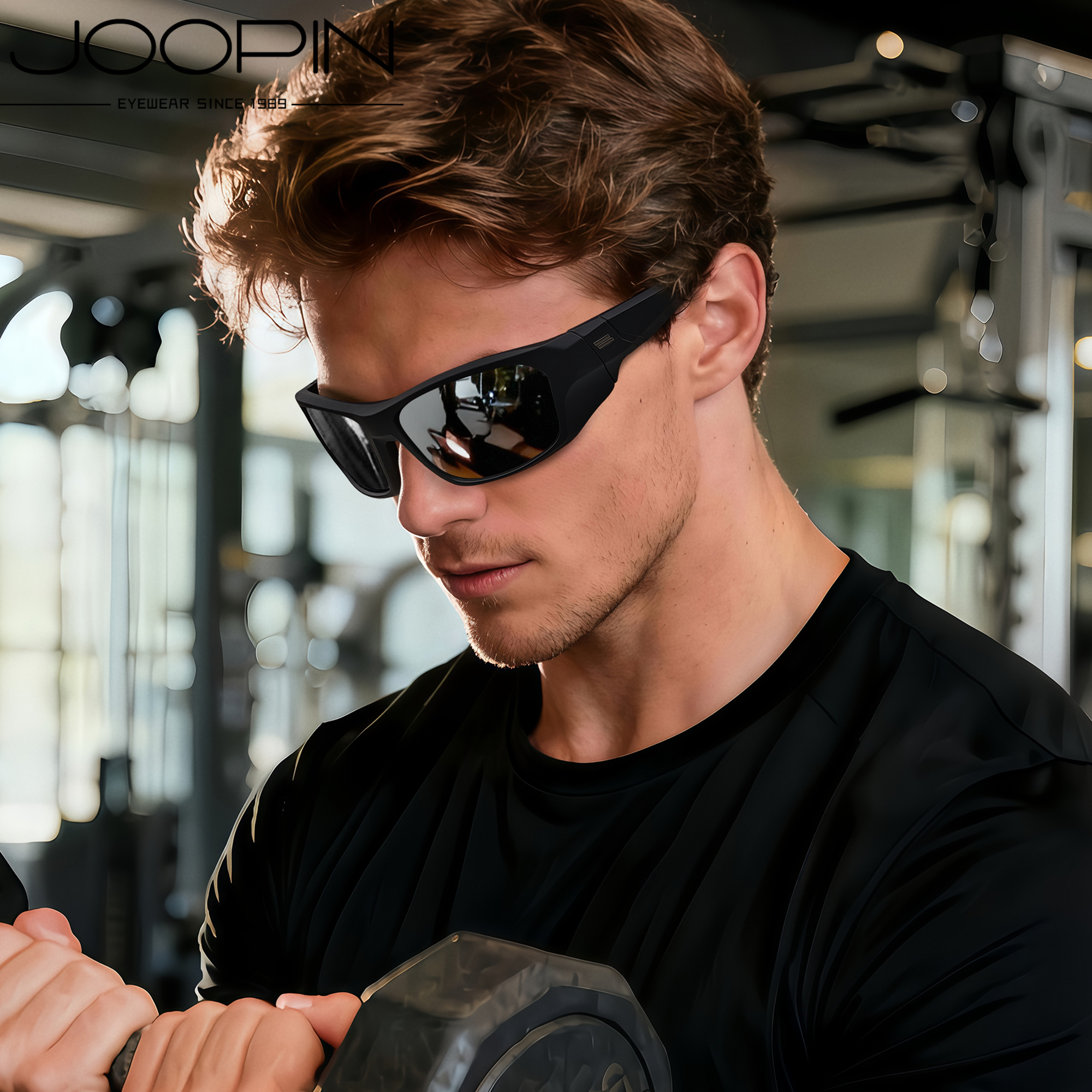 Joopin Polarized Wraparound Sport Sunglasses, Black photo 3