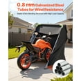 thumbnail image 4 of VEVOR Motorcycle Storage Shelter with Security Lock, 600D Oxford Flip-Up Garage Tent, Heavy-Duty All-Weather Motorcycle Cover with Ventilation Windows, 110 x 43 x 63 in Outdoor Vehicle Shelter, Black, 4 of 9
