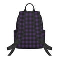 thumbnail image 2 of Naloa Purple Black Plaid Print Lightweight DayBackpack Suitable for school, work, shopping, travel, etc., 2 of 5