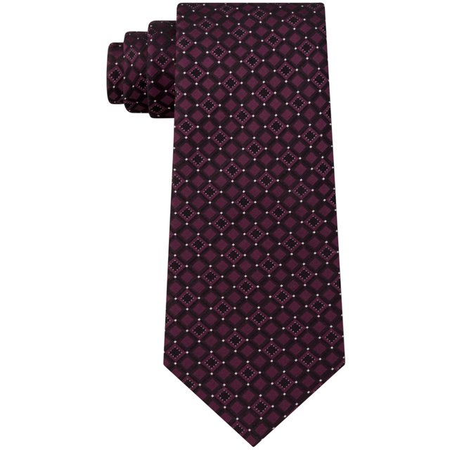 Kenneth Cole Mens Connect Square Self-tied Necktie, Red, One Size