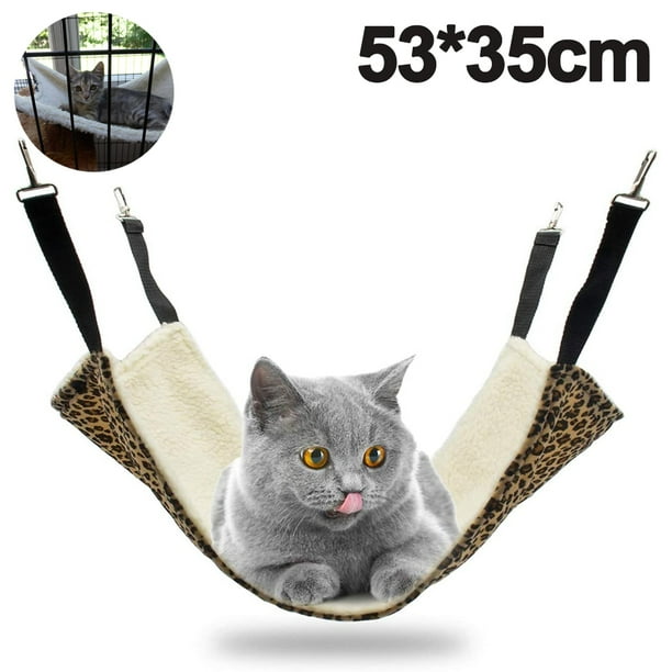Hamaca colgante para gatos, hamaca para mascotas para jaula, cama ajustable para gatos, dos lados, cómoda/impermeable, almohadilla para dormir para gatos, perros pequeños, conejos u otros animales