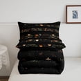 thumbnail image 5 of Manfei Grunge Us Flag Full Size Comforter Sets,Leaves Stripes Bedding Comforter Set,Brown Black,Black Reversible,3-Piece,1 Comforter and 2 Pillowcases, 5 of 7