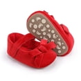 thumbnail image 2 of Girls Sneakers Sizes 0-6 Months Soild Colour Bowknot Princress Soft Sole Floor Barefoot Non Slip First Walkers Prewalker Red Baby Shoes, 2 of 7