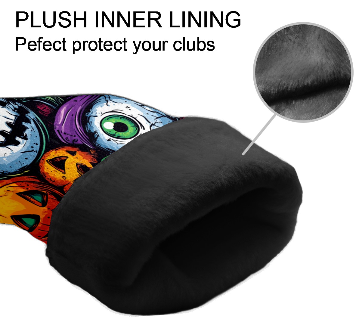 Golf Club Covers PU Leather Waterproof Head Covers for Fairway Woods Hybrids Pumpkin Eyeball