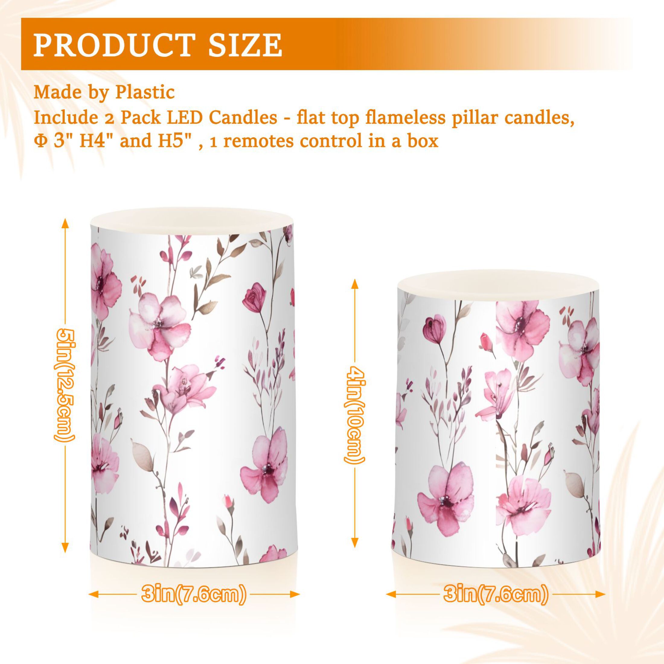 Watercolor Style Wild Flowers Spring Flickering Flameless Candles LED Tealight Battery Operated with Remote Set of 2 Holiday Decor Ornaments