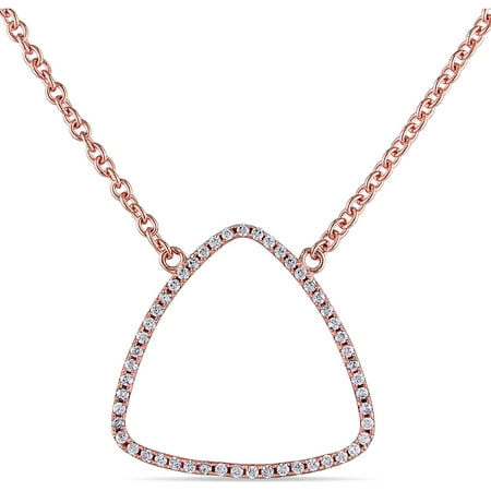 1.02 Carat T.G.W. CZ Rose Rhodium-Plated Sterling Silver Triangle Necklace, 18