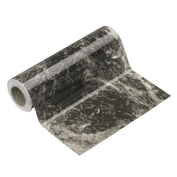 Uxcell Wood Grain Wallpaper Border 6" x 16.4ft Textured Frame Sticker, Black Stone