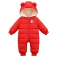 thumbnail image 2 of Happy Cherry Infant Puffer Romper Baby Bunting Snowsuits Hooded Jumpsuit Overalls Newborn Boy Pram Suit 0-24 Months, 2 of 8