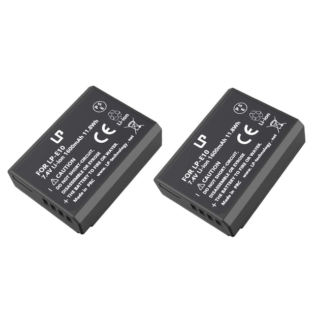 Batería de repuesto LP LP-E10 1600 mAh 7,4 V, paquete de 2 para Canon EOS