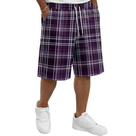 Plaid Shorts for Men Casual Classic Fit new Drawstring Elastic Waist Short Lightweight Straight Leg Loose Y2k Lounge Shorts with Pockets Dark Gray L