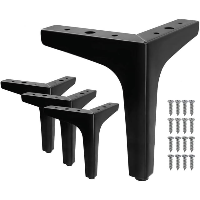 4 patas para muebles de 7 pulgadas, patas de sofá para muebles de estilo moderno, patas triangulares de metal negro mate para mesa, armario, sofá
