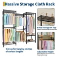thumbnail image 4 of GloryStar Large Capacity Freestanding Garment Rack, Heavy Duty Metal Closet Organizer with Adjustable Shelves and Clothes Rods, 4 of 7
